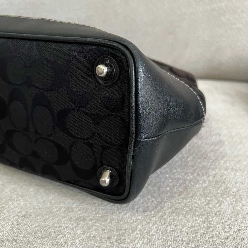 Coach Black Signature Canvas Satchel Tassle Leather Accents J04M-6038 - Picture 12 of 13